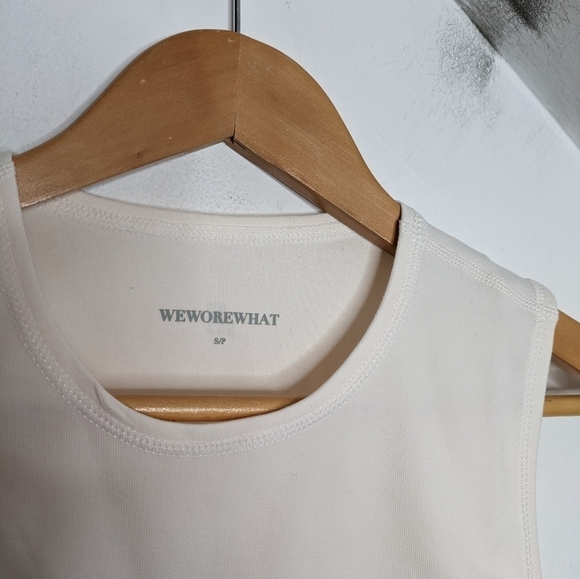 WEWOREWHAT Off-White Cotton Blend Cropped Muscle Tank Top NEW Size S - Picture 6 of 6